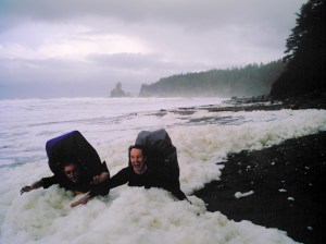 Looking north, Shi Shi Beach, between trailhead and Petroleum Creek.