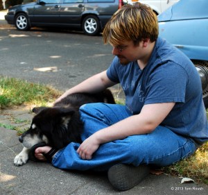 Once Pongo was let off his leash, he laid down in full expectation of some good-ole behind the ears scritching